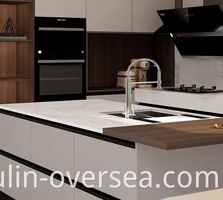 Modern wood grain and lacquer combination kitchen cabinet